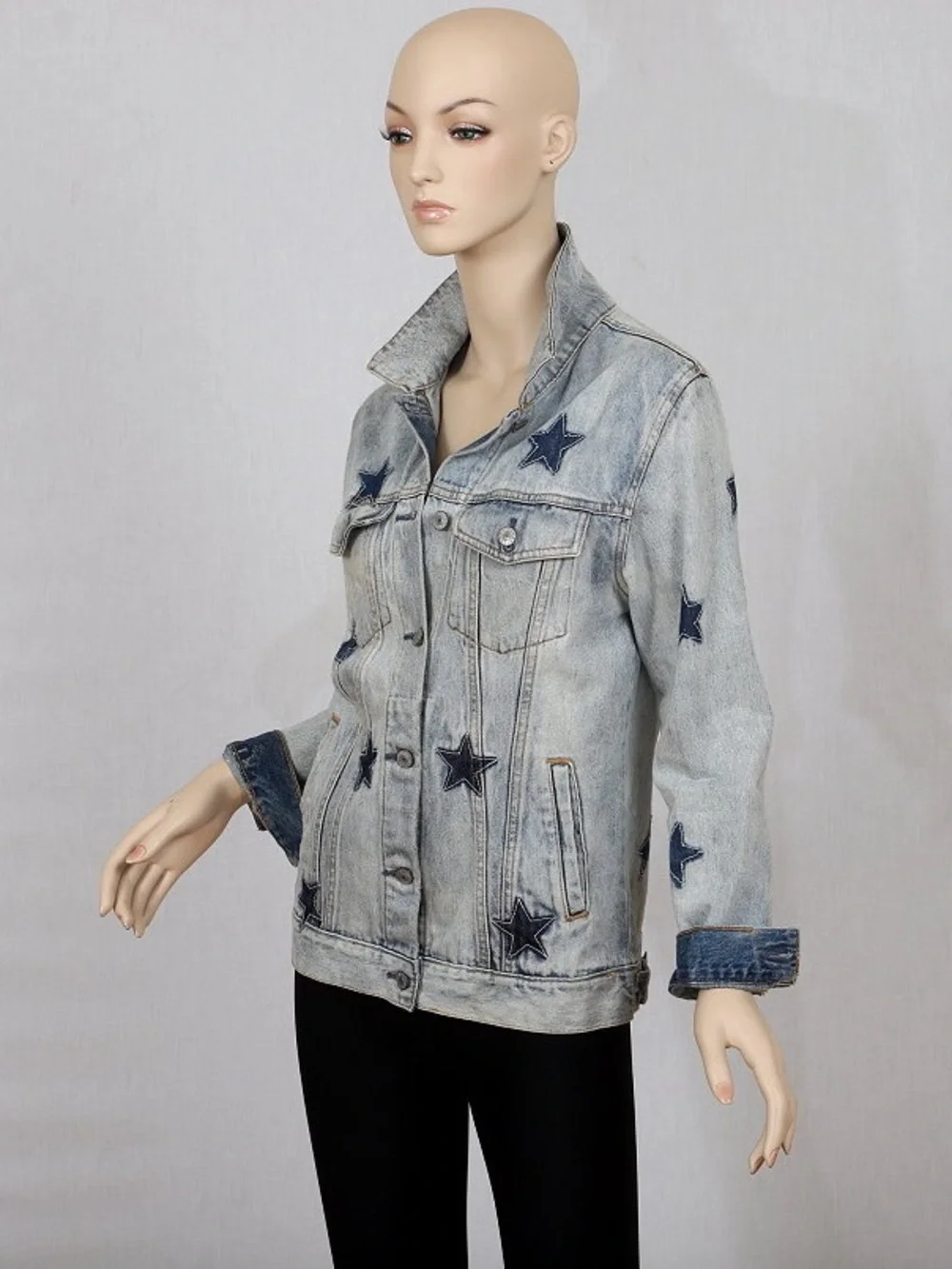 Rails Light Blue Denim Jacket with Navy Star Appliqués
